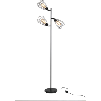 Homcom Lampada da Terra in Stile Industriale con 3 Paralumi Regolabili in Acciaio Nero Ф36 x 165cm
