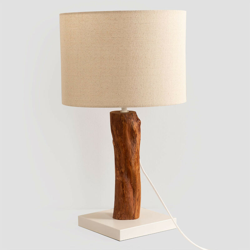 Lampada da Tavolo in Tessuto e Legno di Lobra Bianco Tessuto - Sklum en oferta