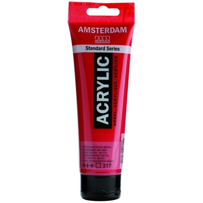 Amsterdam Acrylic 120 ml Rosso Trasparente Medio - HAMMELEY