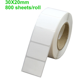 Carta da stampa termica 30 * 20mm 800 fogli / rotolo bianco - ASUPERMALL en oferta