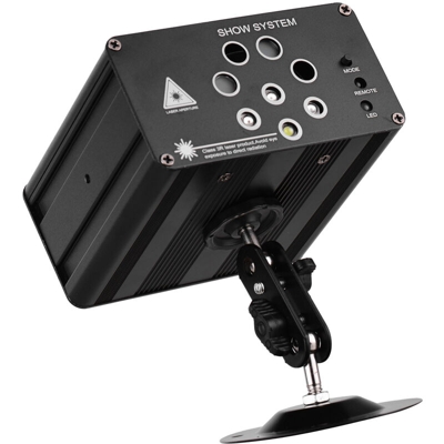 Muslady - Luce da palcoscenico per controllo del suono 8 fori 128 modello con staffa adattatore CA / CC telecomando pacchetto di viti di montaggio