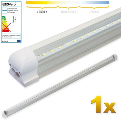 1x SMD LED Tubo 120cm integrato Bianco caldo - Tubo fluorescente T8 G13 - Cover trasparente 18 W, 1800 Lumen- pronto per l'installazione - Ledvero