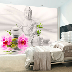 Artgeist - Fotomurale - Buddha e orchidee - 200x140 en oferta