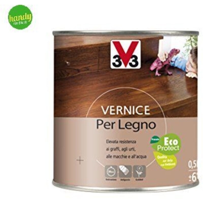 Vernice per Legno da Interno ad Acqua Protettivo Protezione Mobili Pittura - Formato: 0,5 Lt - Colore: Noce Scuro Satinato - V33