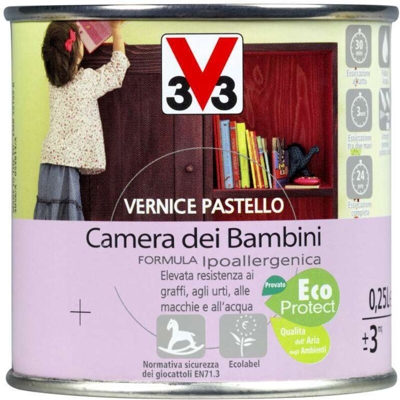 Vernice Pastello Ipoallergenica Acqua Bambini Protezione Legno Mobili Porte - Colore: Rock N Roll - V33