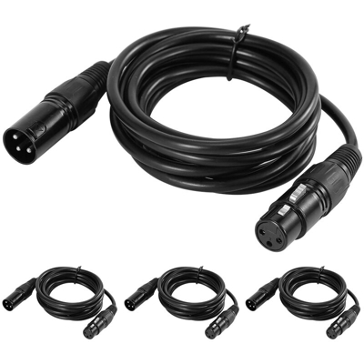 XLR XLR line maschio a femmina lungo 2 m 4 pezzi neri - AMMOON