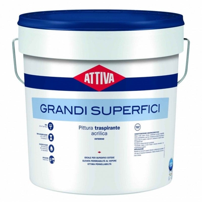 GRANDI SUPERFICI PITTURA PERMEABILE AL VAPORE ACQUEO 5lt BIANCO OPACO - Attiva