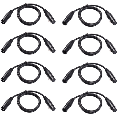 8 pezzi di cavo per luci da palco DMX da 3,3 piedi / 1 metro con connettore XLR maschio e femmina a 3 pin - ASUPERMALL