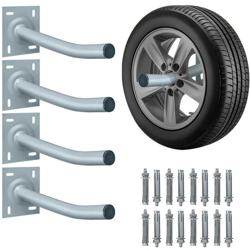 Bakaji - Set 4 Ganci Porta Pneumatici Metallo da Parete Supporto Rastrelliera Portaruote características