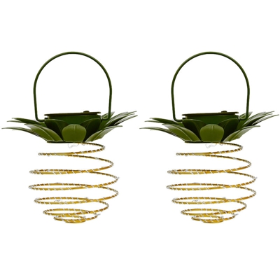 Luce bianca calda YB0025 ananas solare in ferro battuto a sospensione a LED (24 perle di lampada * 2 pezzi) - ASUPERMALL