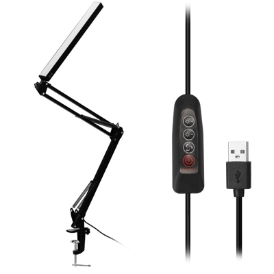 Lampada da tavolo a LED pieghevole in metallo a braccio lungo dimmerabile 3 colori dimmerabile a 10 marce - ASUPERMALL