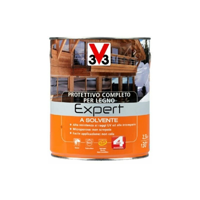 V33 Protettivo Completo Expert Vernice Solvente per Legno Finestre Infissi Travi - Formato: 0,75 Lt - Colore: Douglas