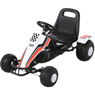Go-Kart a Pedali Bianco e Rosso per Bambini 3-8 Anni con Sedile Regolabile - Homcom