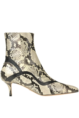 Reptile print leather ankle-boots