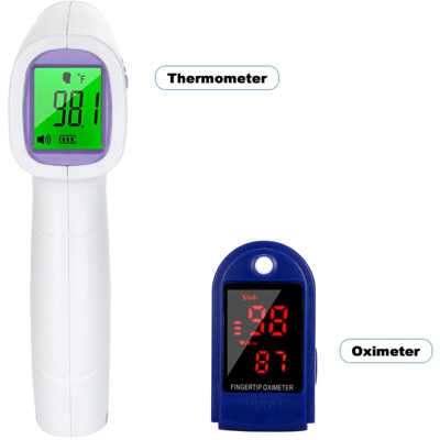 Termometro frontale a infrarossi senza contatto + ossimetro (spedito senza batterie) - ASUPERMALL