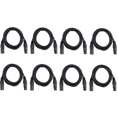 8 pezzi di cavo per luci da palco DMX da 6,6 piedi / 2 m con connettore XLR maschio e femmina a 3 pin - ASUPERMALL