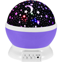Lampada da tavolo con lampada da proiezione colorata abbagliante cielo stellato senza batteria (stelle e luna viola) - ASUPERMALL en oferta