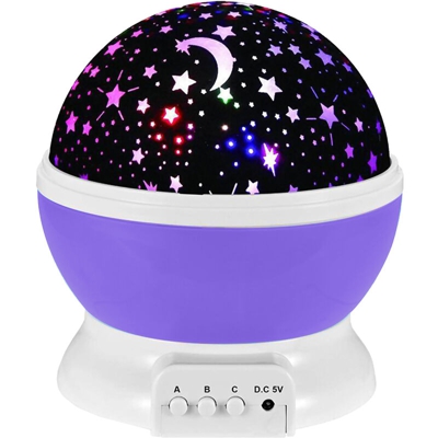 Lampada da tavolo con lampada da proiezione colorata abbagliante cielo stellato senza batteria (stelle e luna viola) - ASUPERMALL
