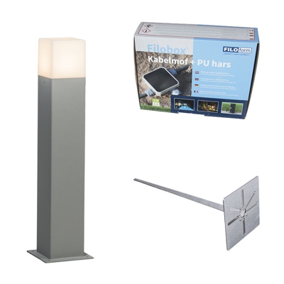 Palo da giardino denmark - Moderno - Alluminio,Plastico - Bianco/Grigio - Quadrato Max. 1 x Watt - Qazqa