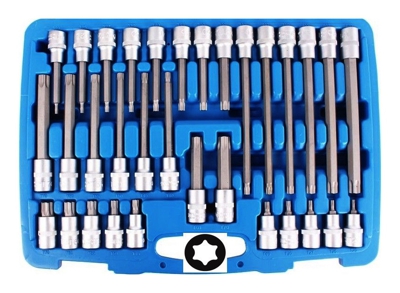 Kit 32 Pz Inserti Inserto Torx Chiavi Bussola 1/2 Lunghe Auto Meccanico T20-T70 - FARNEED