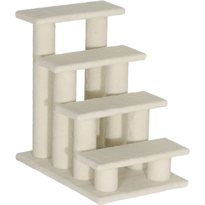 Scaletta per Animali Domestici con 4 Gradini e Morbido Rivestimento Beige - Pawhut