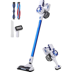 aspirapolvere senza fili a batteria MZ5 scopa elettrica 4in1 alta potenza 120W stazione di ricarica LED aspirabriciole a mano bianco - Monzana en oferta