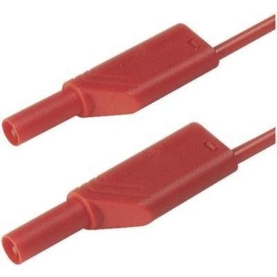 SKS Hirschmann MLS SIL WS 200/1 Puntali di sicurezza [Spina a banana 4 mm - Spina a banana 4 mm] 2.00 m Rosso