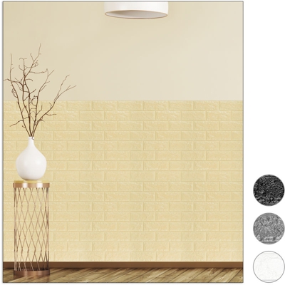 Pannelli da Parete Autoadesivi, 3D, Set da 20, Effetto Pietra, Decorativi, in PE-Gommapiuma, 78x70 cm, Sabbia - RELAXDAYS