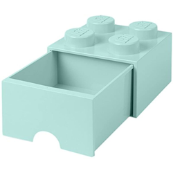 Lego Brick cassetto 4 pomelli, 1 cassetto, impilabile, contenitore, 4.7 l, Aqua (verde menta), 323 – Aqua luce blu (menta) en oferta
