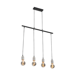 Lampada a sospensione tavolo soggiorno pedra - rustico - Pietra/calcestruzzo,Acciaio - Nero/Grigio - Oblungo Max. 4 x Watt - Qazqa características