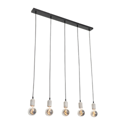 Lampada a sospensione tavolo soggiorno pedra - rustico - Pietra/calcestruzzo,Acciaio - Nero/Grigio - Oblungo Max. 5 x Watt - Qazqa precio