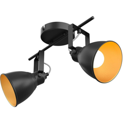Lampadario Lampada 2 Luci Faretti Direzionabili Metallo Design Moderno E14 Nero - BAKAJI características