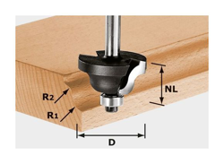 Festool Fresa a doppio ragggio HW gambo 8 mm HW S8 D31,7/R4/R4 en oferta