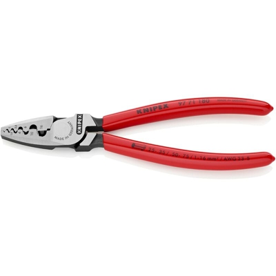 97 71 180 Pinza per Serrare Terminali a Bussola, Rivestiti in Resina Sintetica, 180 mm - Knipex