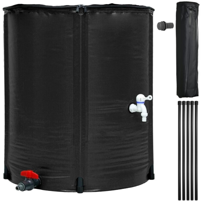 Barilotto dell'acqua piovana pieghevole barile serbatoio contenitore 200 L nero - ECD GERMANY