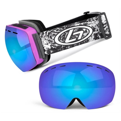 Snowboard snow mirror rosa cornice rossa + pellicola specchiante blu abbagliante + motivo bianco e nero - ASUPERMALL