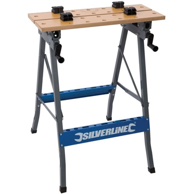 Silverline - Banco da lavoro portatile 150kg pieghevole per il trasporto 2 piani di lavoro - DRC