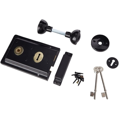 Rim - Serratura con maniglie, 15 cm x 10 cm, colore: Nero - ERA