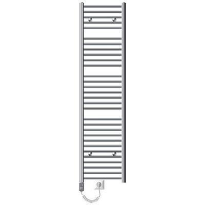 Radiatore Da Bagno Elettrico Con Termostato 900 W, Ecd Germany, Modello Sahara, 400 X 1800 Mm, Cromo, Dritto, Con Collegamento Laterale, Portasciugamani