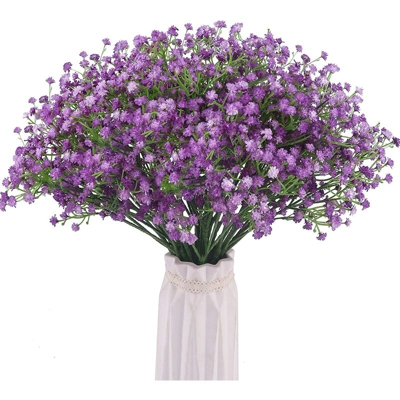 Artificial Baby's Breath Flowers Falso Gypsophila Bouquets 12 Pz Falso Real Touch Fiori per fai da te Decorazione di nozze Festa a casa （Viola）