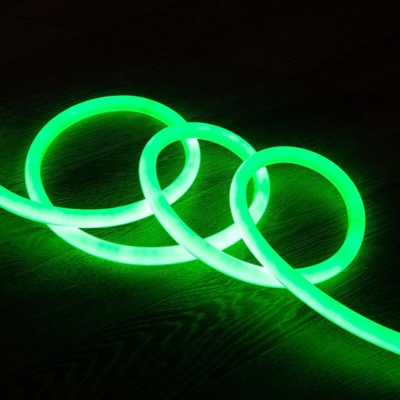 Striscia Neon LED Regolabile 220V AC 120 LED/m Circolare 360 Verde IP67 su Misura 1m - LEDKIA