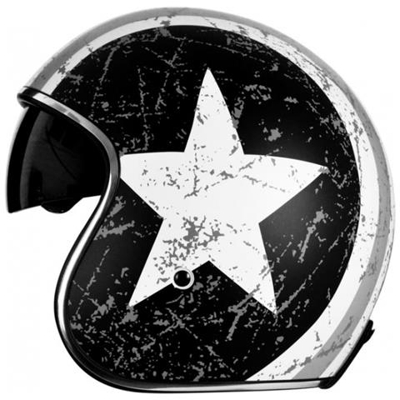 Casco Jet Sprint Rebel Star Grey S Nero Opaco
