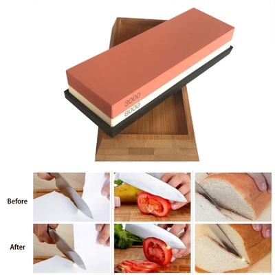 Asupermall - 18 * 6 * 3cm lati della maglia cote 3000/8000 base della maglia doppio spessore con silicone antiscivolo / base bambu / angolo fisso puo