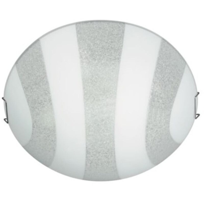 302996910 Tilda, Plafoniera a Righe in Vetro, Graniglia, Diametro 30 cm, Bianco/Trasparente [Classe di efficienza energetica A] - Massive