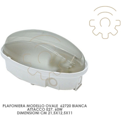 62720 - PLAFONIERA OVALE IP65-60W-E27 BI - Fanton