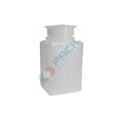 Kartell Labware - Bottiglia in plastica (PE), rettangolare a collo largo, capacità 250 ml, chiusura con tappo a vite e sottotappo (inclusi) (250 ml)