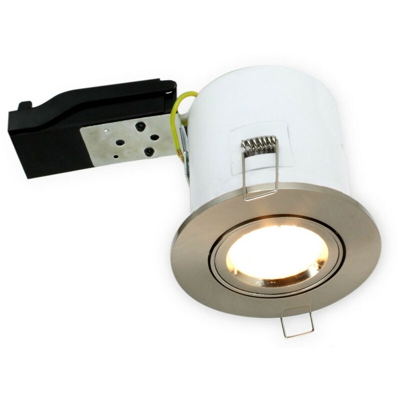 Arum Lighting - Supporto spot orientabile BBC Brushed Steel RT2012 + portalampada automatico GU10