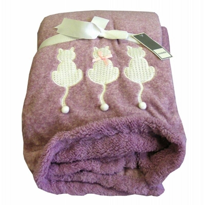Plaid Morbido con Gattini Bianchi 130x160 cmi - Rosa - Casabella