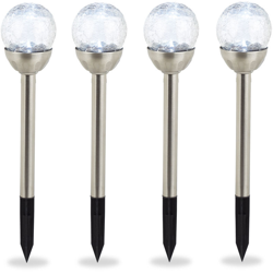 Set da 4 Luci Solari Sferiche da Giardino, Effetto Vetro Rotto, Impermeabili, Luce Bianca, Argento - RELAXDAYS en oferta