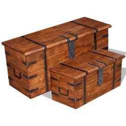 Asupermall - Cassapanca in Legno Massello Set 2 pz precio